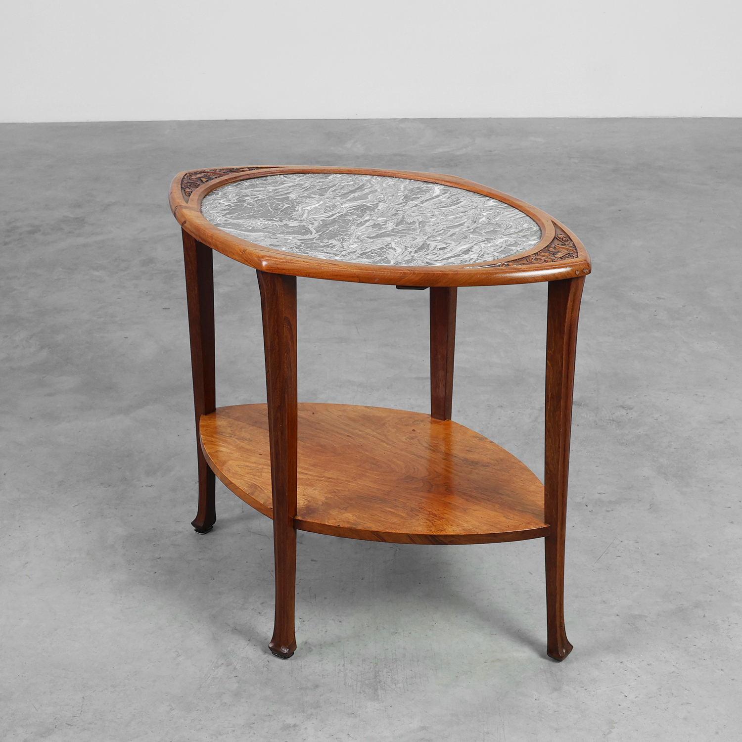 Art Nouveau Side Table in Walnut and Marble, France ca. 1915-img